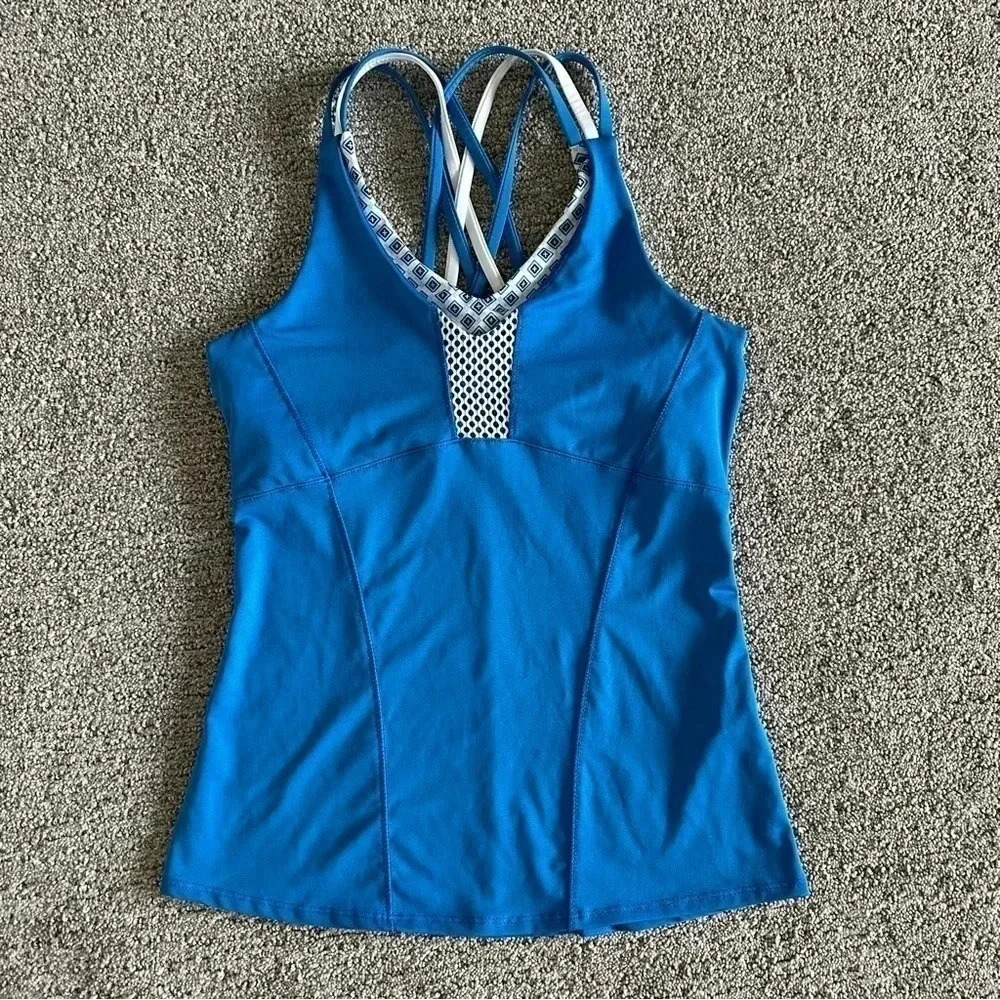 Lucky In Love Versa Tile Tennis Cami With‎ Bra Aegean Blue XS